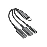 Connecteurs 4-en-1 Type-C Câble adaptateur audio numérique à charge rapide Un trois appareils USB tressés 2A Convertisseur auxiliaire pour écouteurs