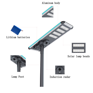 Lampadaire solaire tout-en-un de haute qualité à bas <span class=keywords><strong>prix</strong></span>, 250W, lampe <span class=keywords><strong>LED</strong></span> intégrée pour les vendeurs en Indonésie - Product Image 2