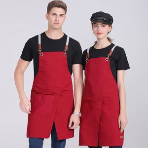 Nouvelle conception Tablier de travail sans manches en toile à bretelles avec ourlet fendu pour le nail art, la beauté, la peinture, les restaurants occidentaux, les cafés, durable - Product Image 3