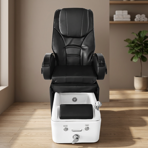 Sillón de Pedicura para Spa, Venta Caliente 2026, Cuero Negro Completo, Botones de Control Dobles, Reposapiés, Equipo de Pedicura para Salón de Uñas - Product Image 6