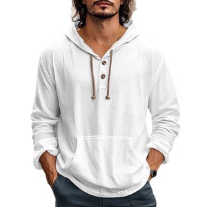 Sweat-shirt à capuche pour homme personnalisé, couleur unie, printemps-automne, de haute qualité, léger, décontracté, manches longues - Product Image 2