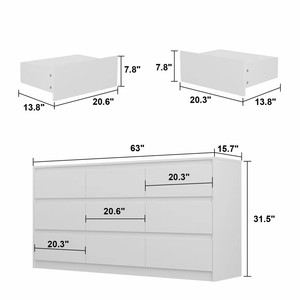 Cómoda elegante de madera blanca con 9 cajones para dormitorio, sala de estar o baño, modelo 2026 - Product Image 4