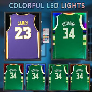 LED Jersey Display <strong>Frame</strong> Black Lockable with Remote Control UV Acrylic for Basketball Football Sports Memorabilia - Product Image 4