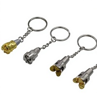 Porte-clés souvenir en alliage de zinc métallique 3D, motif tricone de forage pétrolier, finition or et argent