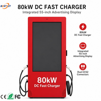 Estación de Carga Rápida de CC de 80kW con Pantalla Publicitaria de 55 Pulgadas, IP55, Resistente al Agua para Exteriores, para Estacionamientos Comerciales y Sitios de Venta Minorista