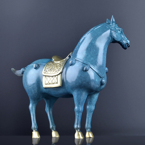 Estatua de bronce de latón de tamaño pequeño para decoración de interiores, escultura de caballo de escritorio chino de Tany Dynasty - Product Image 2