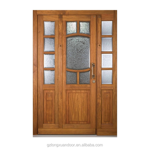 Puerta de Entrada de Madera Maciza con Vidrio de <span class=keywords><strong>8</strong></span> Pies y Doble Hoja, Diseño Tradicional de Hotel de Guangdong, con Característica Impermeable - Product Image 5