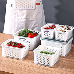 Sésamo Multi-Forma de gran capacidad para alimentos Crisper de grado alimenticio Metal caja de mantenimiento fresco cesta de drenaje nevera contenedor de alimentos moderno - Product Image 3