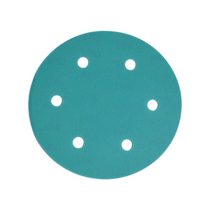 Papel de lija de poliéster hecho a medida, disco de 9 pulgadas con 6 agujeros, con reverso adhesivo y flocado para lijado de paredes - Product Image 3