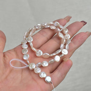 Mini perles baroques d'eau douce naturelles de 9-10 mm, bouton solide, accessoires de collier DIY - Product Image 2