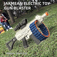 Pistolet Mitrailleur Électrique, Lanceur de Jouets avec 30 Fléchettes en Mousse et 15 Clips en Mousse, Jouets de Tir en Plein Air pour Enfants de 6 à 12 Ans