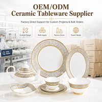 Service de table en céramique de luxe léger et durable avec incrustations dorées, assiettes plates en porcelaine gaufrée, saladier, plat à poisson, simplicité moderne