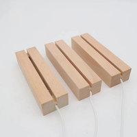 Support d'affichage lumineux LED chaud de 6 pouces, base de lampe rectangulaire en bois pour photos, veilleuses en acrylique pour salon