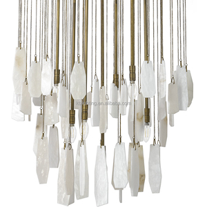 Lustre <span class=keywords><strong>en</strong></span> <span class=keywords><strong>albâtre</strong></span> sur mesure pour villa américaine, hôtel, escalier, plafond haut, style rond - Product Image 2