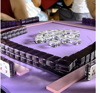 Jeu de Mahjong Américain en Acrylique Gravé 3 Couches 160 Pions Lapin Porte-Bonheur Violet avec Sac de Transport Durable et Écologique – Cadeau de Divertissement