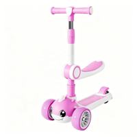 Trottinette pour enfants de 3 à 6 ans, unisexe, 3 en 1, pliable, 3 roues, cadre en acier, vélo d'équilibre en plastique avec musique