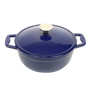 High Quality Cookware Navy Blue 21/23/26CM Dutch Oven Cuisine Casserole Cast Iron Casserole Dish with Dual Handles