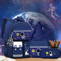 Juego de Mochilas Escolares de Tela Oxford de Tres Piezas Astronauta para Estudiantes de Primaria, Nueva Mochila