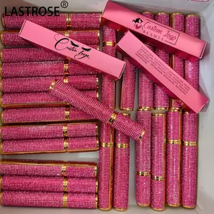 Private Label Cruelty Free Vegan Eyelash Mascara Makeup Gold Bling Diamond Natural Black Thick Long-wearing Pink Mascara