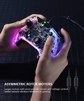 Gamepad kristal transparan berkabel USB untuk NS Switch Lite Oled Console Game Controller Gamepad Joystick untuk Switch PS5 P4 PC