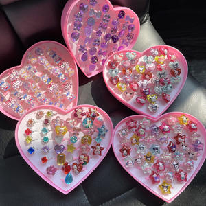 Joyería de Resina Acrílica con Piedras Preciosas de Dibujos Animados para Niñas, Pequeña Princesa, Brillante, con Pedrería - Product Image 3