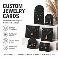 Cartes de présentation personnalisées noires pour boucles d'oreilles, estampées à chaud or, 350 g/m², porte-cartes de bijoux de luxe, emballage en carton épais, vente en gros