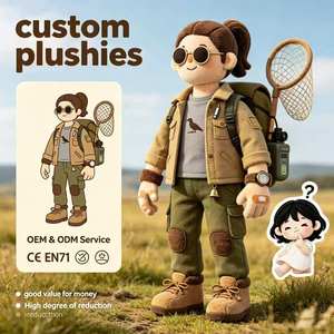 Muñeca de Peluche Personalizada al por Mayor, Figura de Niña Exploradora con Mochila con Red para Insectos, Peluche de Personaje Personalizado OEM - Product Image 1