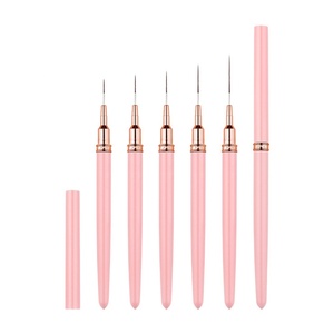 5 Pack Set of Nail Art Line Drawing Pens & Nylon Brush with <b>Plastic</b> Handle - Product Image 1