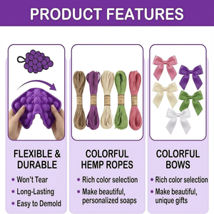 Silicone Grape Mold <b>Soap</b> Making Kit Easy Release Reusable Mold with Hemp Rope and Bow for DIY Craft - Product Image 6