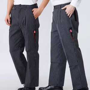 Pantalones <span class=keywords><strong>de</strong></span> Trabajo Elásticos a Rayas para <span class=keywords><strong>Chef</strong></span>, Uniformes Casuales para Camareros <span class=keywords><strong>de</strong></span> Restaurante y Hoteles, Accesorio <span class=keywords><strong>de</strong></span> Tela Tejida para Chefs, Disponibles al por Mayor - Product Image 1