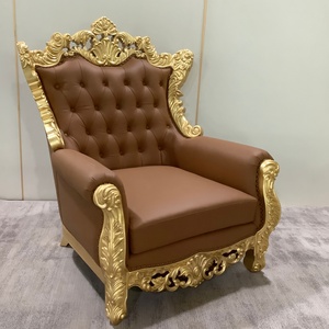 <span class=keywords><strong>Fauteuil</strong></span> de style <span class=keywords><strong>baroque</strong></span>, <span class=keywords><strong>fauteuil</strong></span> d'appoint en bois de bouleau massif, cuir marron, <span class=keywords><strong>fauteuil</strong></span> capitonné avec coussin floral pour villa de luxe - Product Image 3