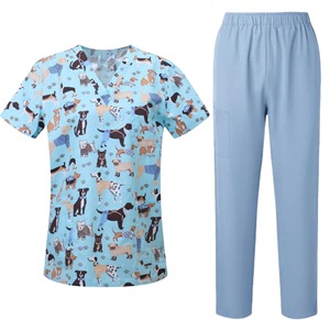 V-neck Short Sleeve Printed <b>Scrub</b> Set Unisex Cotton Moisture Wicking Hospital Uniforms For Doctors Summer Work <b>Clothes</b> - Product Image 3