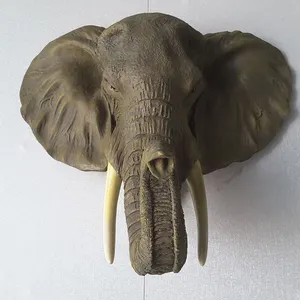 Kích Thước Cuộc Sống Tùy Chỉnh Sợi Thủy Tinh Treo Đạo Cụ Sợi Thủy Tinh Resin Elephant Head Đối Với Trang Trí Tường