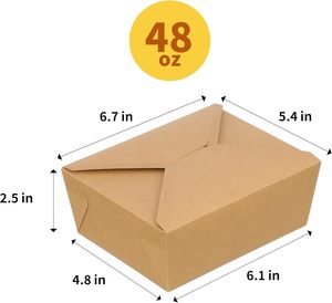 Contenedores de Papel para Llevar, Cajas de Almuerzo Kraft, Envases Desechables para Llevar, Aptos para Microondas, Resistentes a Fugas y Grasa - Product Image 2
