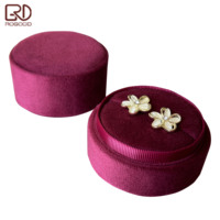 Boîte à bijoux en velours bordeaux de luxe ROGOOD, forme cylindrique, boîte d'emballage pour bagues et boucles d'oreilles, accepte le logo personnalisé P1965