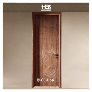 Tùy Chỉnh Châu Âu Óc Chó Veneer Hiện Đại Phòng Khách Sạn Thiết Kế Đơn Giản Chống Cháy Rắn Tấm Gỗ Nội Thất Cửa Ra Vào Cho Phòng Ngủ - Product Image 3