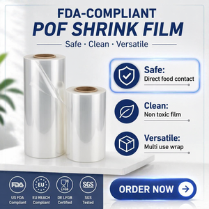 Película Termoencogible <span class=keywords><strong>POF</strong></span> de Baja Temperatura, Segura para Contacto con Alimentos, Certificada CE, Alta Claridad, Rollo de Embalaje para Alimentos - Product Image 2