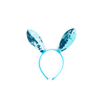 Bandeau oreilles de lapin bleu clair à paillettes, pour la fête de pâques