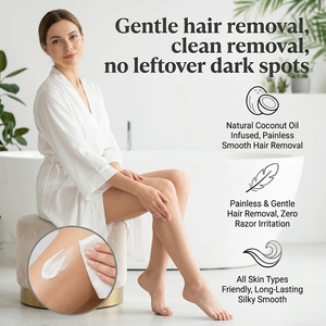 Crème dépilatoire à l'huile de coco sans douleur, marque privée, pour peaux sensibles, jambes, bras, aisselles, vente en gros, OEM - Product Image 3
