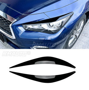 ฝาครอบตกแต่งไฟหน้ารถยนต์ 2 ชิ้น สำหรับ Infiniti Q50 2014+ สติ๊กเกอร์ตกแต่งไฟหน้ารถยนต์ - Product Image 1