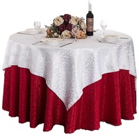 100% Polyester 108 inç beyaz otel restoran parti düğün ziyafet yuvarlak masa örtüsü jakarlı şam masa örtüsü
