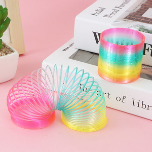 New Hot Selling Plastic Rainbow Colorful Large Jumbo for <strong>Slinkying</strong> Spring Coil Oil <strong>Toy</strong> for Stress Relief - Product Image 4