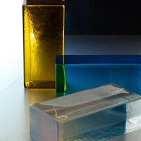 Blocs de briques en verre transparent solide à haute transmission lumineuse, décorations de cloisons teintées pour cuisine, salon, chambre, salle de bain