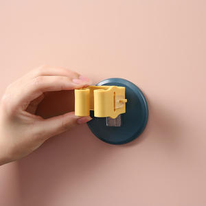 Support mural adhésif sans perçage pour balai et serpillière, design color block, pour rangement de salle de bain, jaune, finition polie ronde - Product Image 5