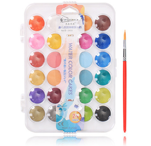 مجموعة ألوان مائية صلبة من 24 لونًا، فرشاة رسم محمولة من شاندونغ، مستلزمات الرسم الفني - Product Image 1