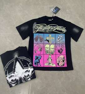 T-shirt tendance avec motif psychédélique à neuf grilles et design occulte, 250g - Product Image 3