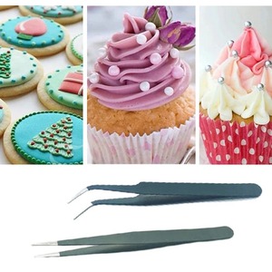 Pinzas de acero inoxidable para decoración de pasteles con puntas curvas finas y puntiagudas, herramienta antiestática para hornear - Product Image 5