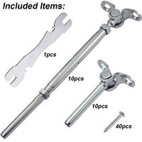 Kit de garde-corps en câble 1/8\" avec tendeur à cliquet en acier inoxydable T316 pour poteau en bois