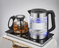 Nouvelle bouilloire électrique sans fil avec théière en verre et plateau, chauffe rapide, utilisation hôtelière, arrêt automatique et maintien au chaud
