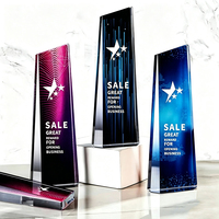 Trophée en verre avec impression UV Pujiang Crystal, plaque de récompense personnalisée professionnelle pour la reconnaissance d'entreprise